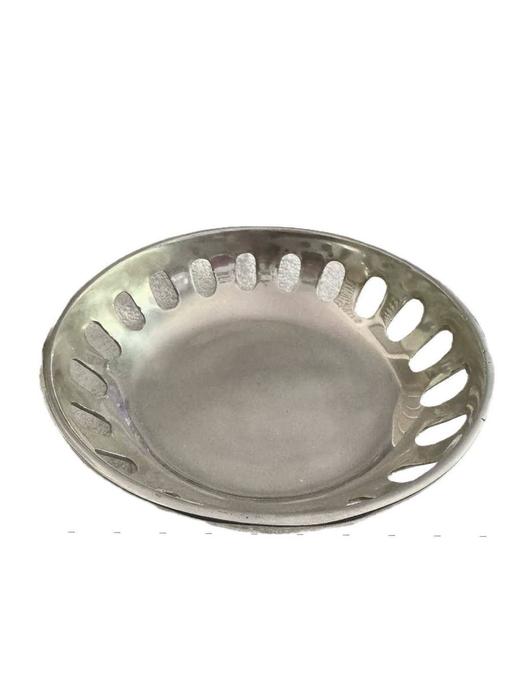 Vintage Silver Toned Pierced Bread Basket Candy Dish Bowl
